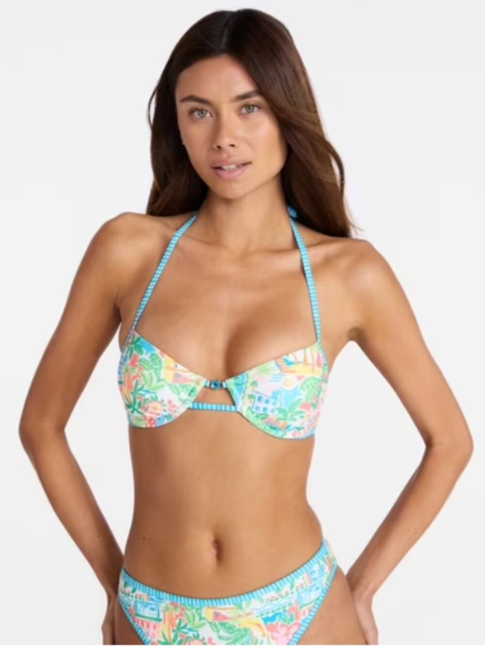 NEW No Boundaries Women's Halter Underwire Medium (8/10) Vivid White Bikini Top